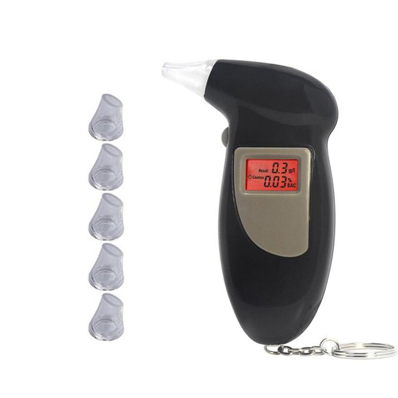 

Car Alcoholism Test Digital Alcohol Tester Portable LCD Dispaly Breathalyzer Analyzer Police Alert Breathalyser Mouthpieces Device
