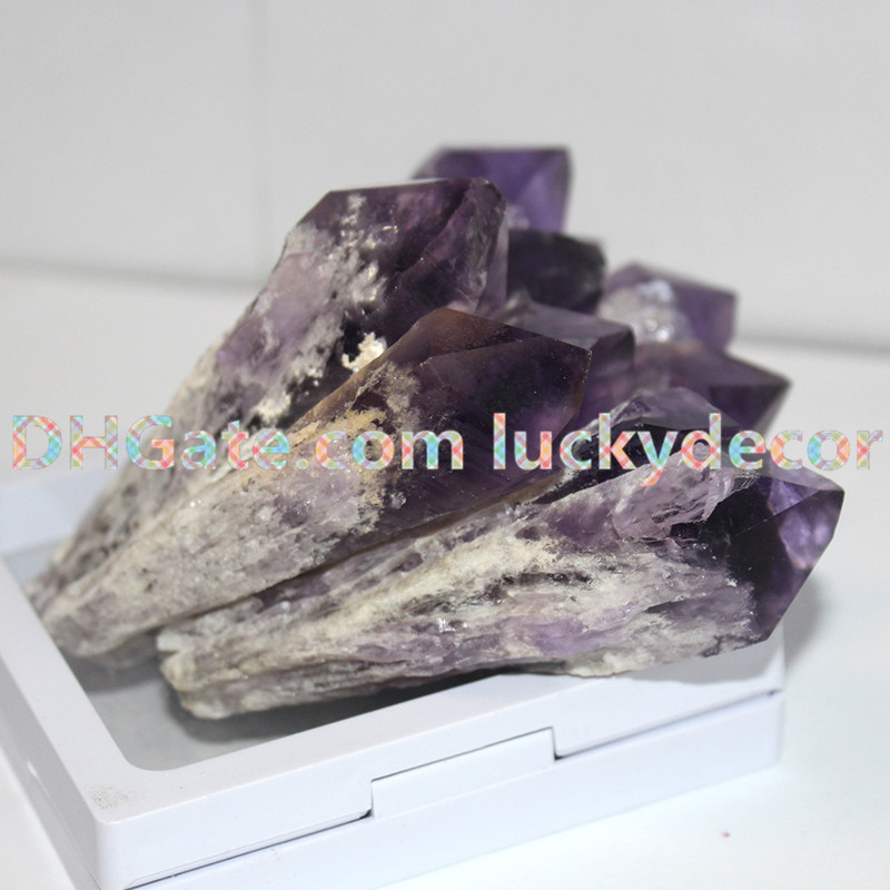 10st vackra former levande färg Amethyst Natural Laser Wand Genuine Raw Purple Crystals Högsta Museum Kvalitet Ametist Poäng från Brasilien