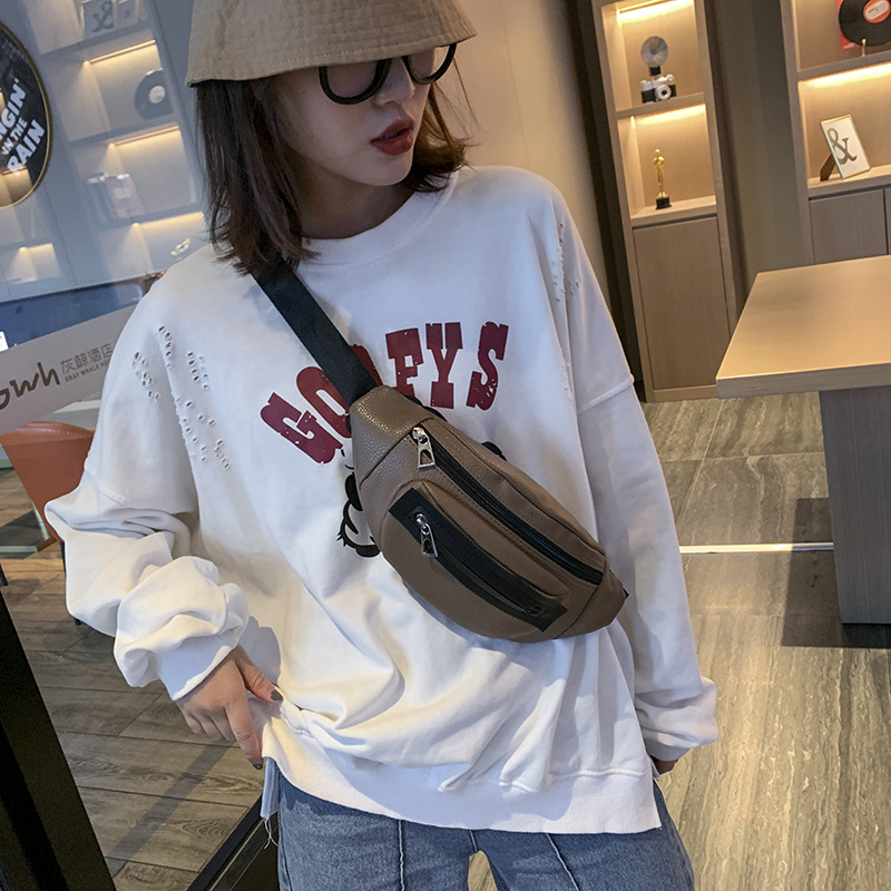 

2020 new women's chest bag Korean version of the Western shoulder bag fashion simple ladies chest, Black