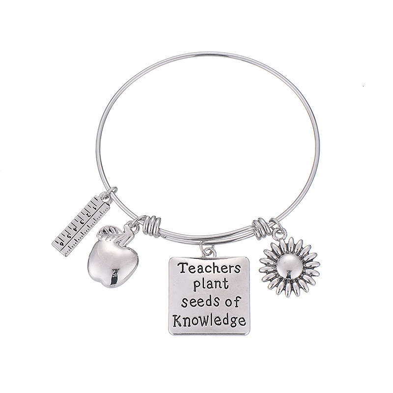 

Lettering Stainless Steel Bracelet Teachers Plant Seeds Of Knowledg Bracelet