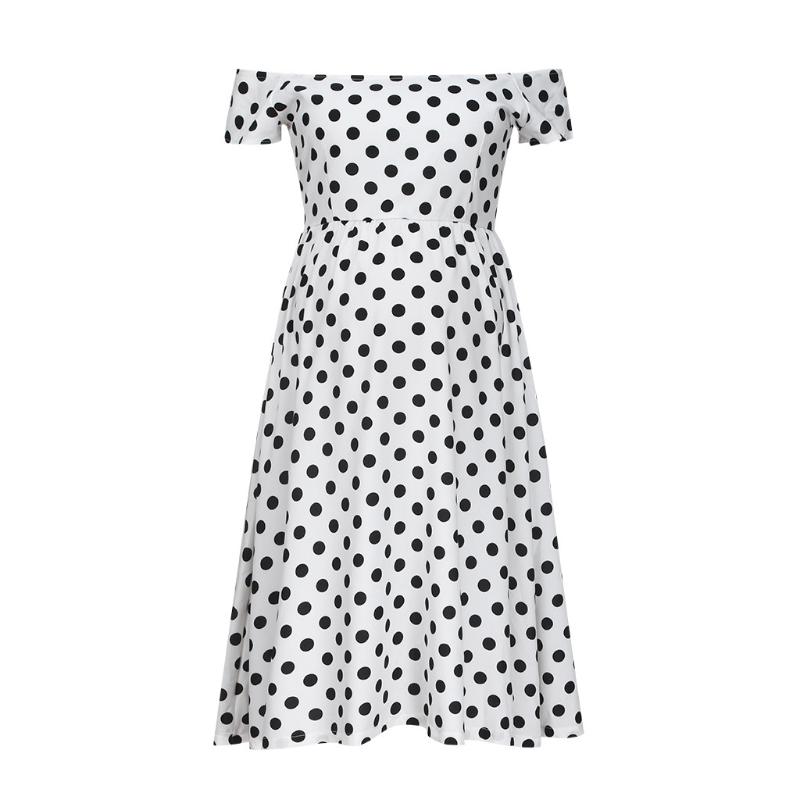 

2020 Off Shoulder Women Maternity Dress Mom Dot Print Pregnancy Breastfeeding Off Shoulder Dress Ropa De Embarazadas Mujer, White