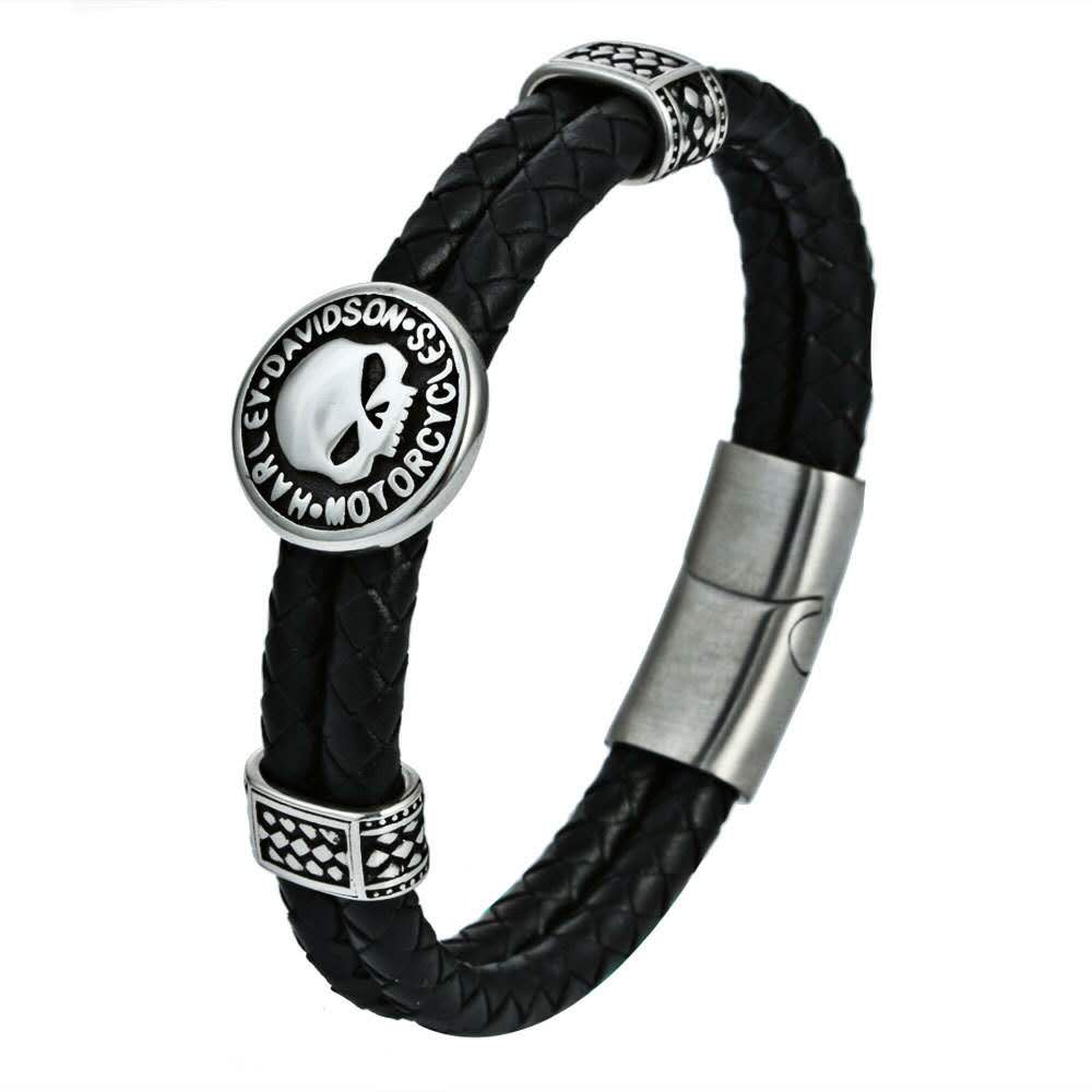 

2020 New Harley Accessories Stainless Steel Leather Men's and Women's Bracelets Hip Hop Accessories Free Shipping