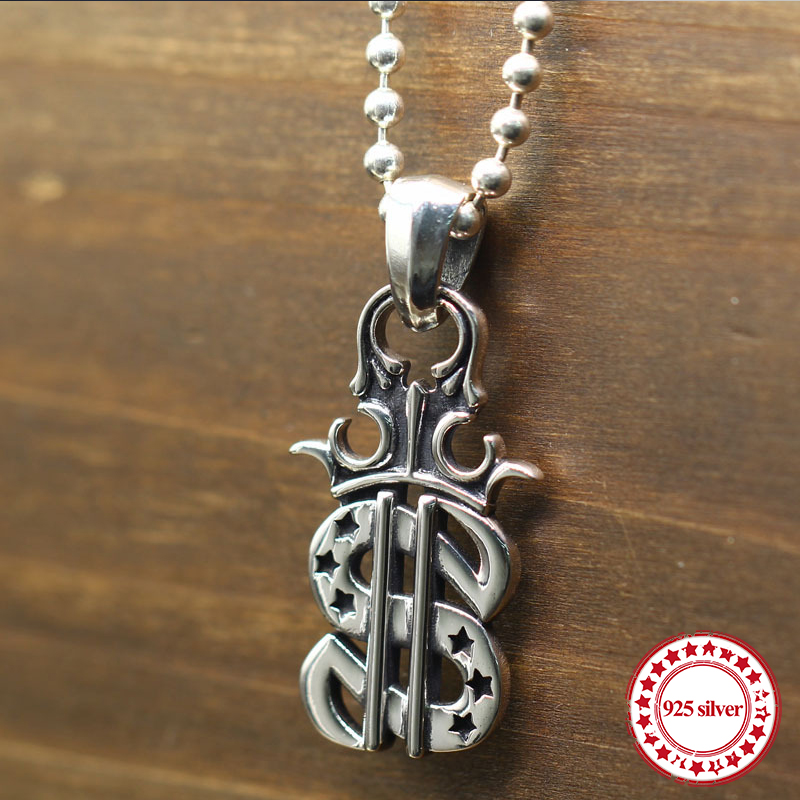 

s925 sterling silver pendant personality trend of the classic style Crown dollar shape joker tag send lover's jewelry gift