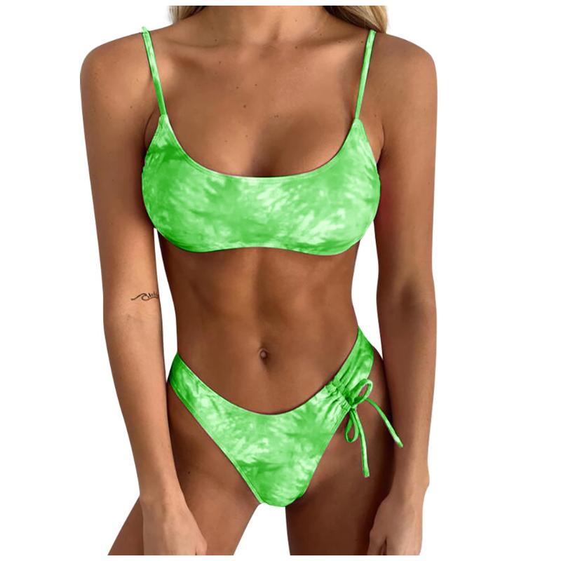 

Elastic Soft Bikini Sets for Lady Sexy Women Tie-Dyed Push-Up Padded Bra Beach Brazilia Biquini Summer Swimsuit Swimwear, Blue