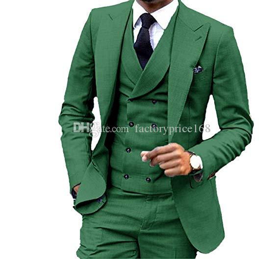 

Fashionable One Button Groomsmen Peak Lapel Groom Tuxedos Men Suits Wedding/Prom/Dinner Best Man Blazer(Jacket+Pants+Tie+Vest) AA253, Same as image