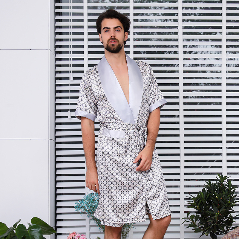 

Print Kimono Bathrobe Gown Nightdress Men Intimate Lingerie Home Dress Lougne Sleepwear Nightdress Robe Oversize 4XL 5XL, 88101-1