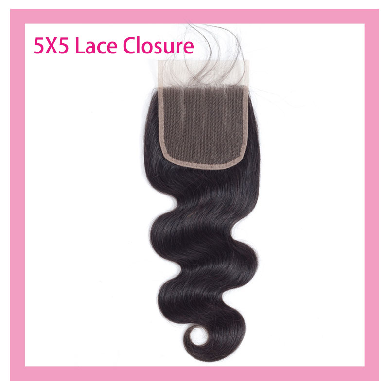 

Brazilian Virgin Hair 5X5 Lace Closure With Baby Hair Natural Color Body Wave Five By Five Lace Closure Natural Color 8-26inch