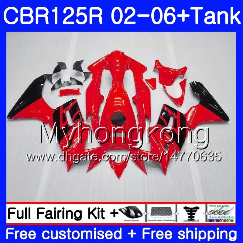 

Body +Tank For HONDA CBR-125R CBR125R Glossy red hot 2002 2003 2004 2005 2006 272HM.43 CBR 125CC 125 R 125R CBR125RR 02 03 04 05 06 Fairings
