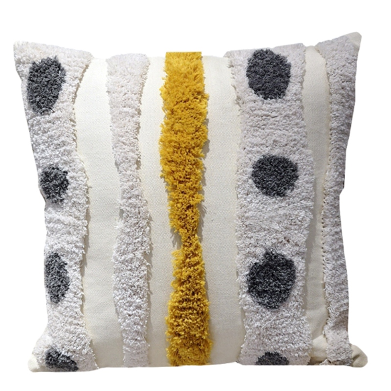 

Hand Woven Striped Pillowcase, Cotton Linen Simple Sofa Decorative Cushion Cover Pillow Case, White