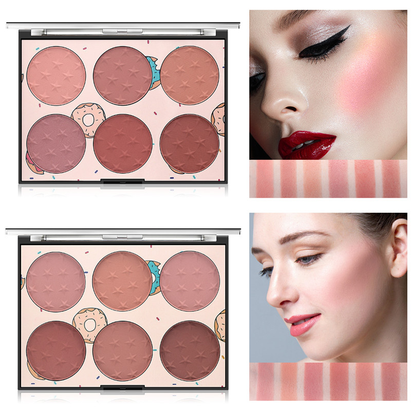 

6 Colors Miss Rose Blush Palette Face Mineral Pigment Palette Blusher Powder Professional Makeup Blush Contour Shadow Cosmetic