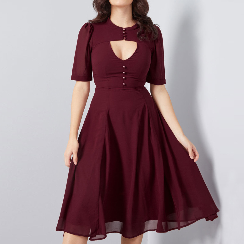 

2019 New Spring Fashion Sexy Women's Plus Size Casual Short Sleeve Slim Ruched Tunic Dress Hollow Out Dress For Female #30, Wine