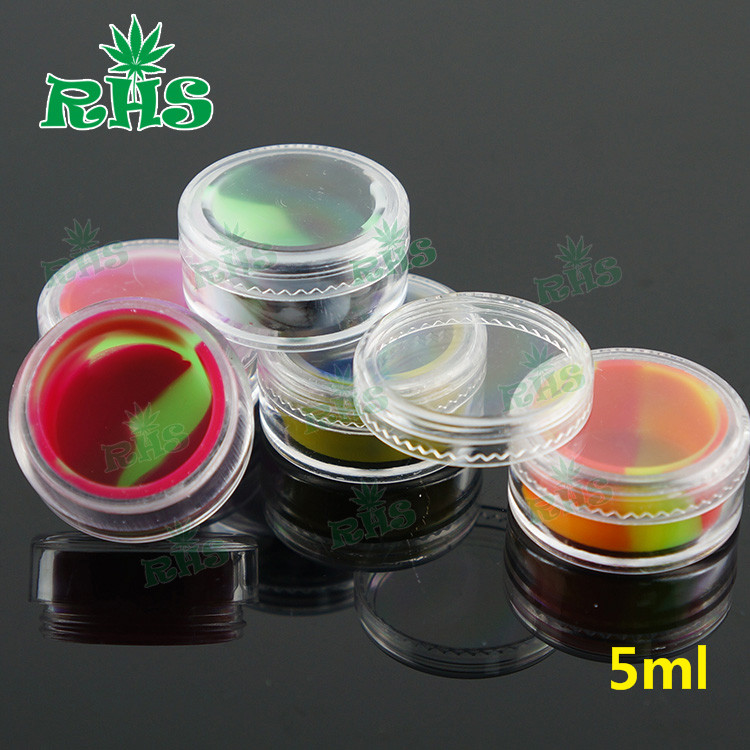 

Hot 7ml Acrylic Shield Silicone Jars Dab rigs Wax Containers Wax Silicon Jar Container Storage Box Non-stick Dab BHO Oil Jars Vape Holder