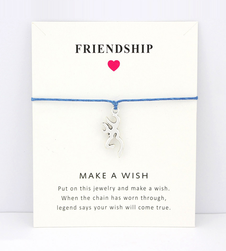 

Antlers Buckhorn Deer Horses Horseshoe Unicorn Animal Charm Card Bracelets Blue Wax Cords Women Men Girl Jewelry Christmas Gift