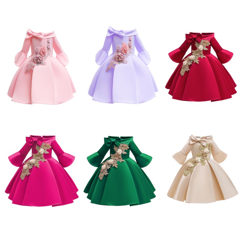

Kids Princess Ball Dress Half Sleeve Girl Dress Princess Party Prom Dress Flower Girl Embroidered Costume