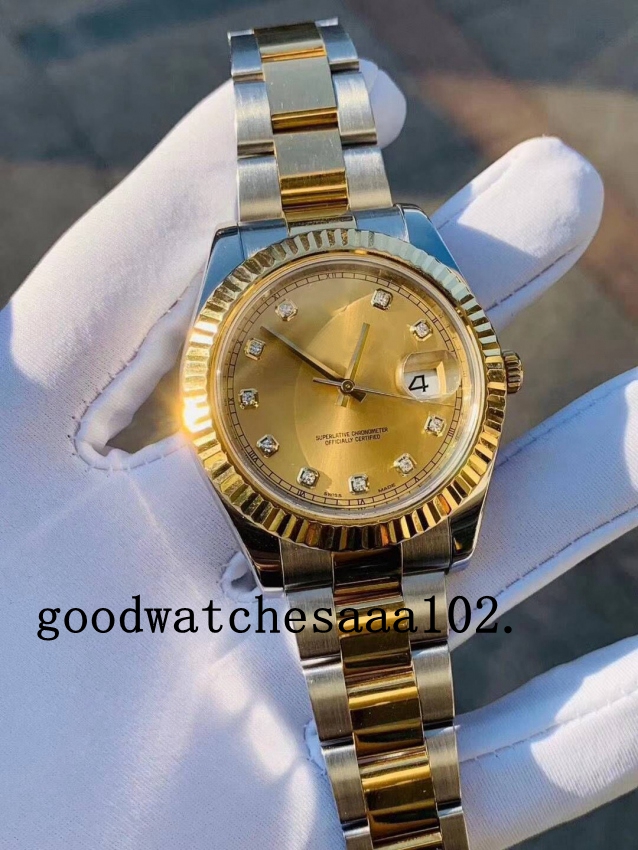 

Hot sale luxury Datejust II 116333 chdo 18k yellow diamond stainless steel automatic watch men's watch, Slivery;brown