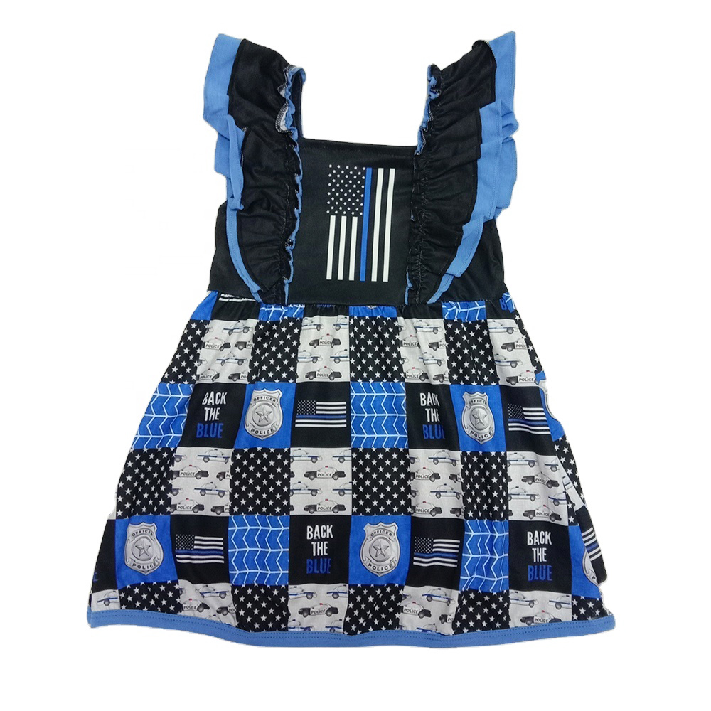 

New Toddler Baby Girls Dresses Summer Girls Ruffle Dress Boutique Baby Kids Cute Dress Summer Outfits Fashion Kids Boutique Clothing, Navy blue