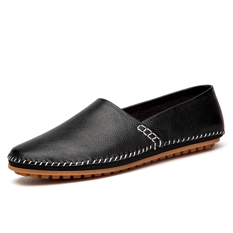 

Mens Shoes Genuine Leather Manual Sewing Men Loafers Driving Moccasins Slip on Leather fashion Casual Shoes Man, Blue