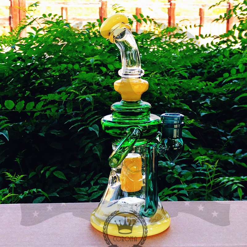 

oil rigs dab hookah Purple Recycler Rig Glass Bong Water Pipe with Bowl heady Bongs Klein hookah pipes gift