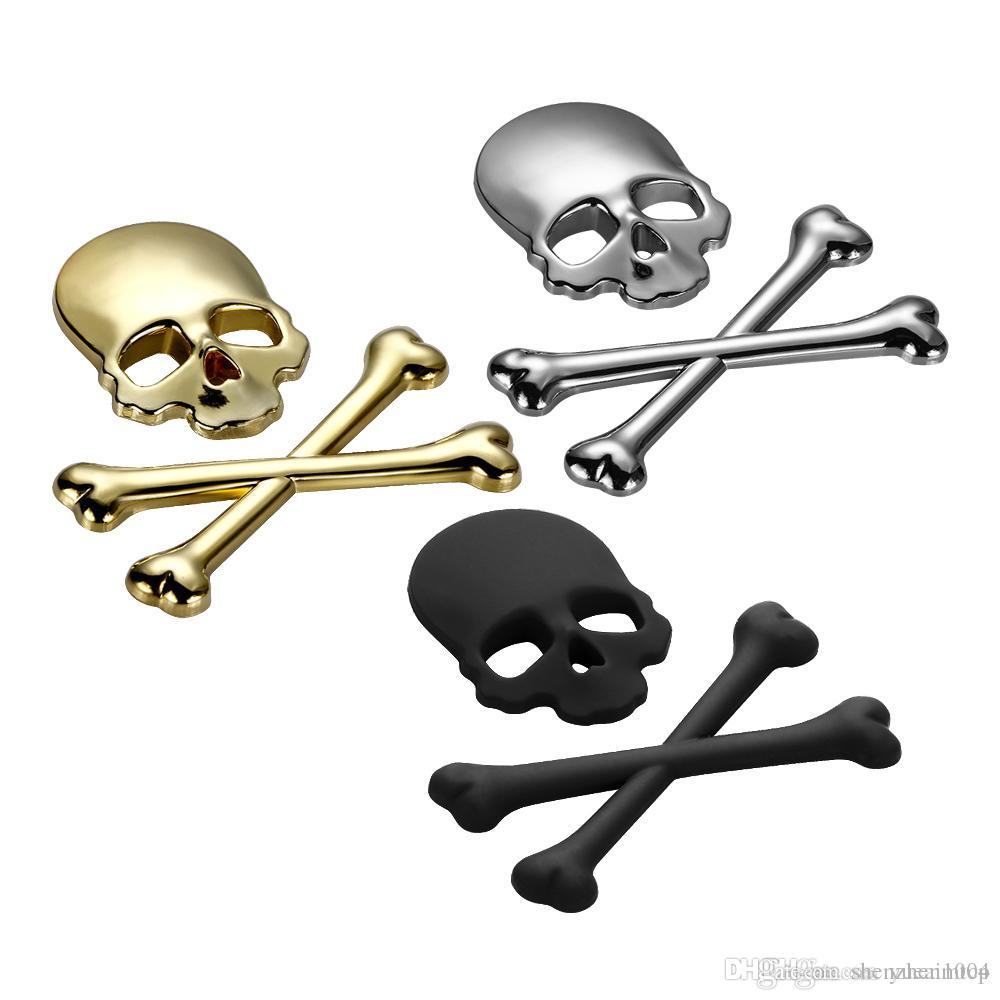Metal Skull Head Bone Logo Emblem Car Stickers Fuel Tank Cap//Rear Trunk Badge SY