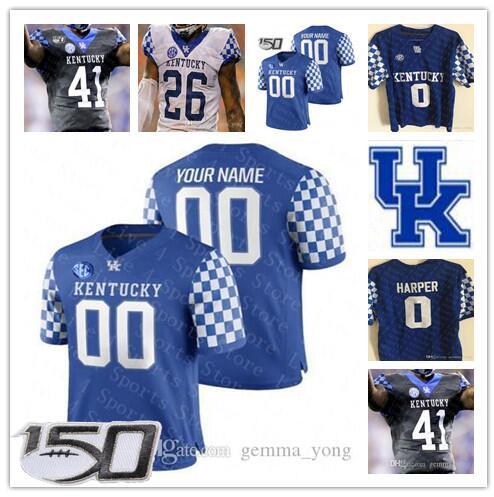 

2019 Kentucky Wildcats Ncaa College Football 26 Benny Snell Jr. 12 Chance Poore 1 Lynn Bowden Jr. 3 Terry Wilson 56 Kash Daniel 150TH Jersey, White