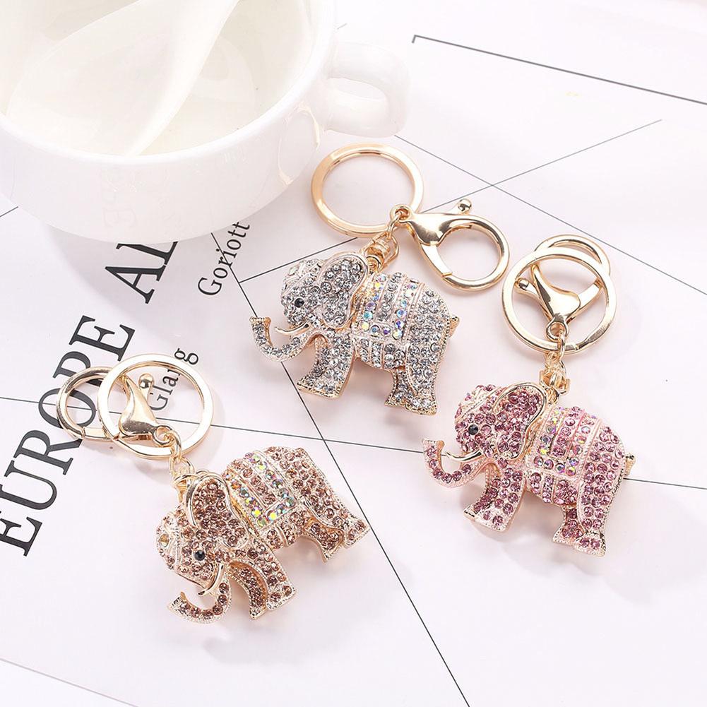 

Colorful Rhinestone Inlaid Elephant Key Chain Ring Holder Phone Bag Car Pendant