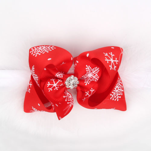 

Christmas Baby Girls Feather Braid Headband Snowflake Printed Bow Hair Band Accessories Headwear, Red