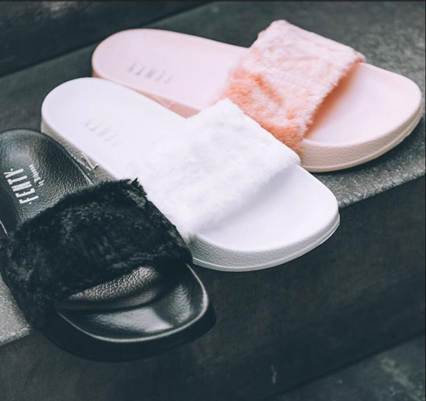 

Hot Sale-Shoes Original Boxes Leadcat Fenty Rihanna Shoes Women Slippers Indoor Sandals Girls Fashion Scuffs White Grey Pink Black Slide