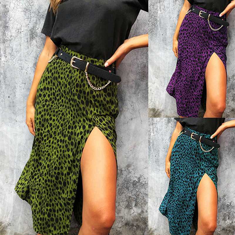 

Vintage Leopard Print Long Skirts Women High Waist Midi Skirt 2020 Summer Sexy Split Wrap Skirt Ladies Green Beach, Blue