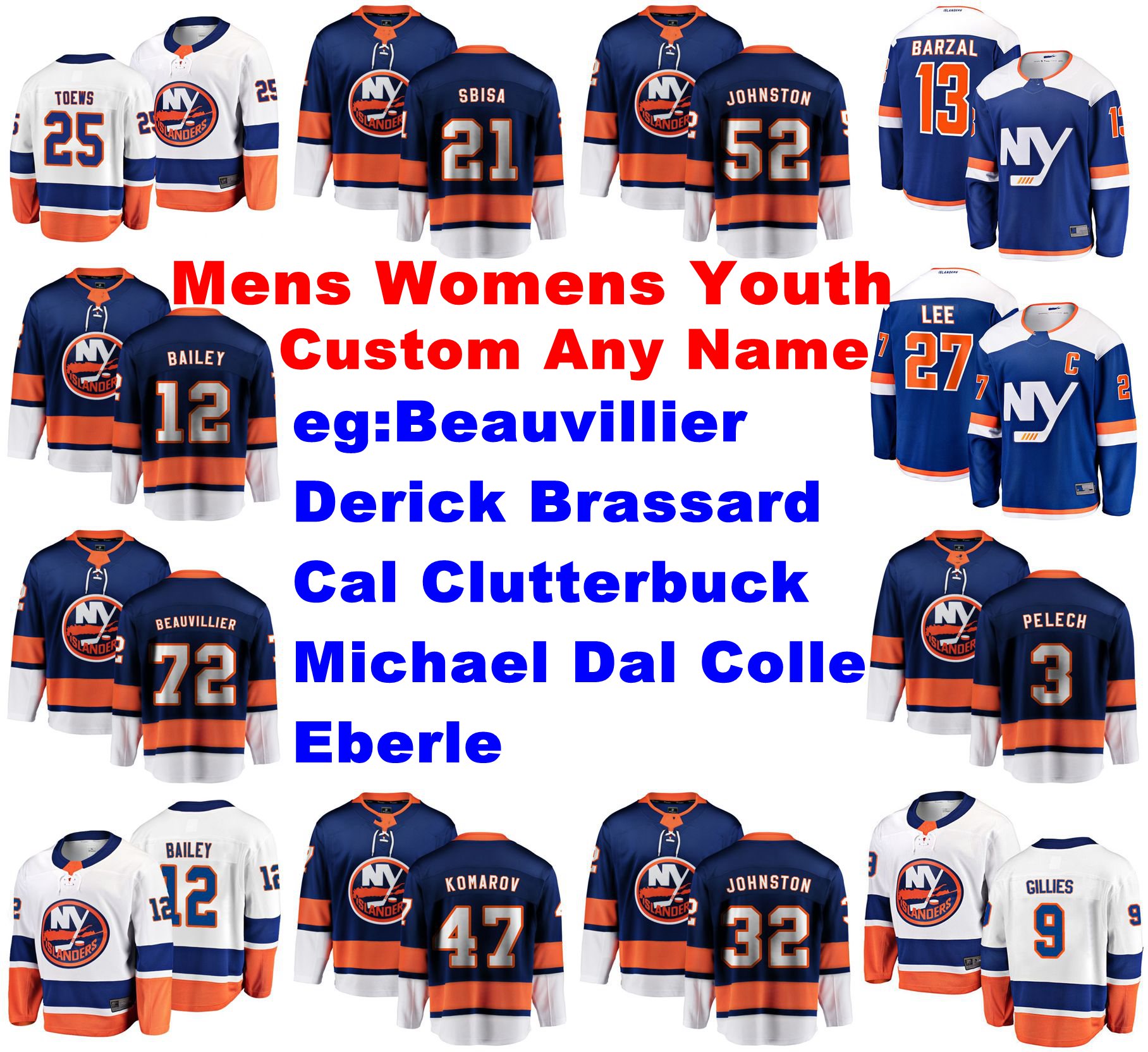 

Womens New York Islanders Jerseys Anthony Beauvillier Jersey Clutterbuck Derick Brassard Dal Colle Eberle Ice Hockey Jerseys Custom Stitched, Women's white 2019 golden edition