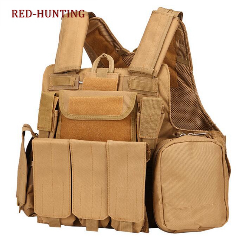 

Men Training Heavy Duty Camouflage Hunting Tactical Vest CS Equipment Combat Vest With Molle System Shooting Hunting, Beige