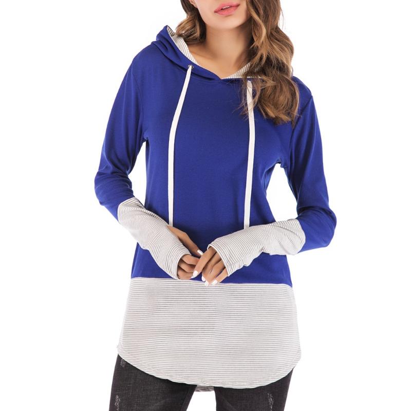 

2020 Women Long Sleeve V-neck Patchwork Pullover Shirt Loose New Fashion Oversized Hoodie Autumn Winter Casual Blouse Tops #LR4, Black