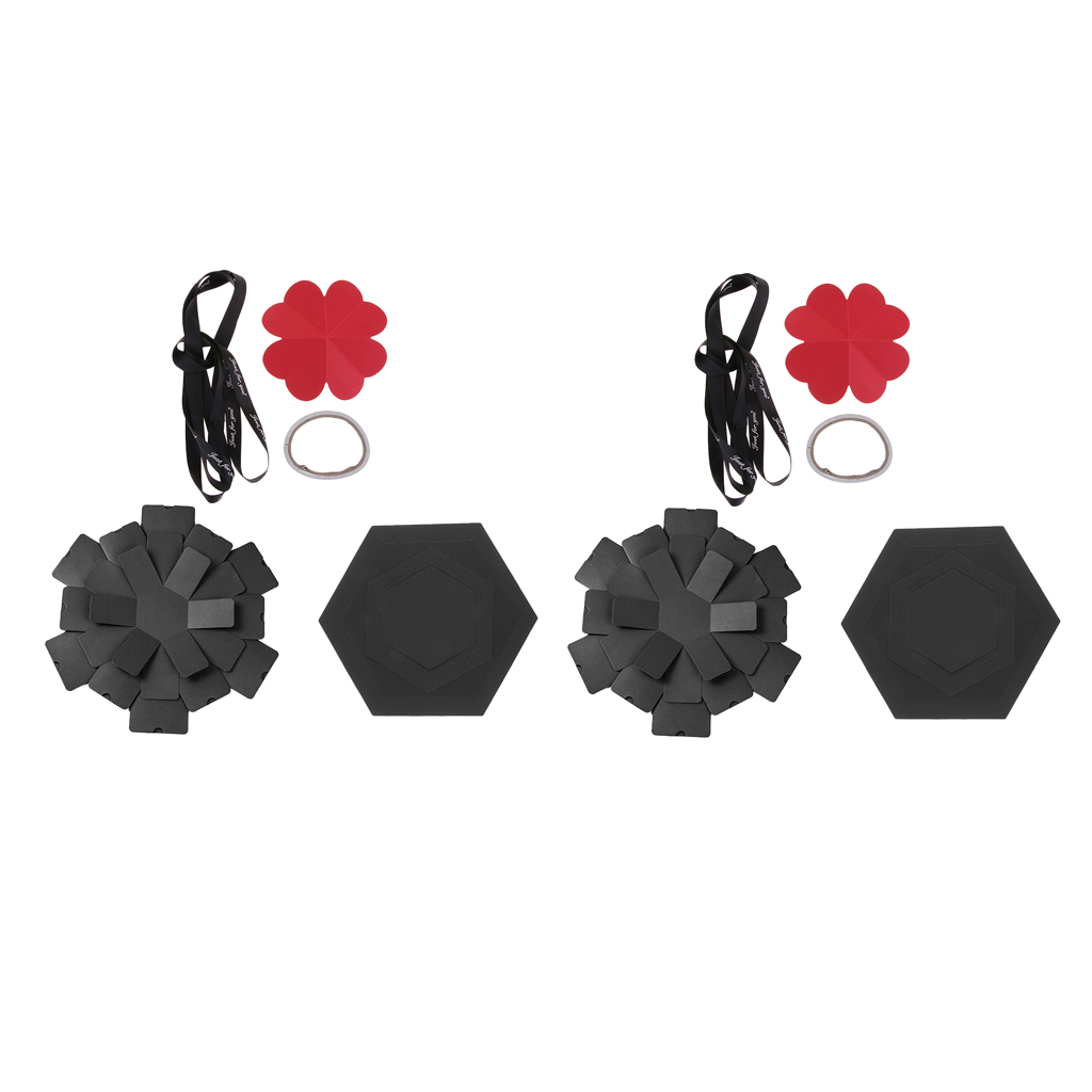 

2pcs explosion box creative memory p album wedding birthday party gifts set, Black;red
