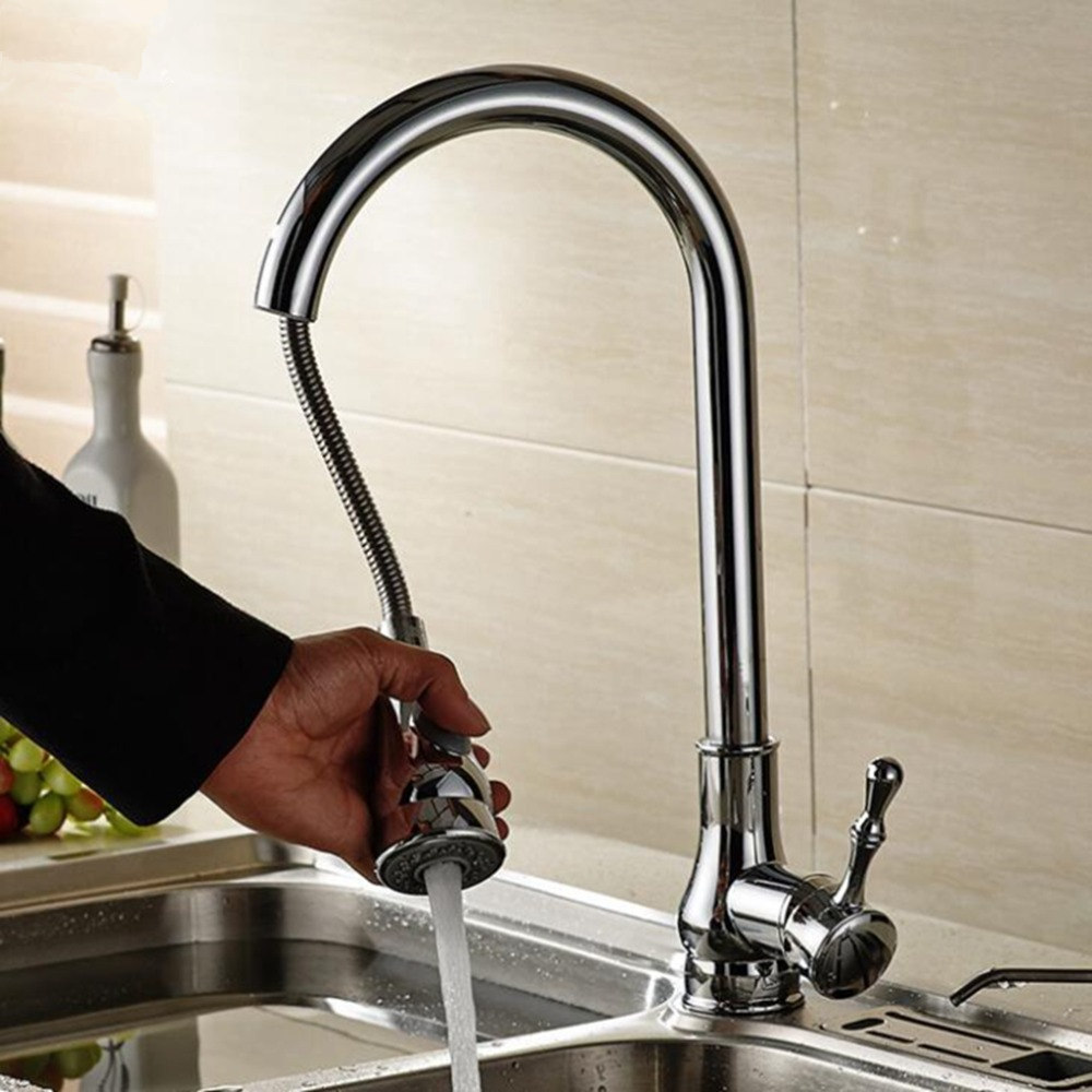 Küche Wasserhahn 360° Rotation Pull Out Messing Heiß Kalt Mixer Armaturen ORB