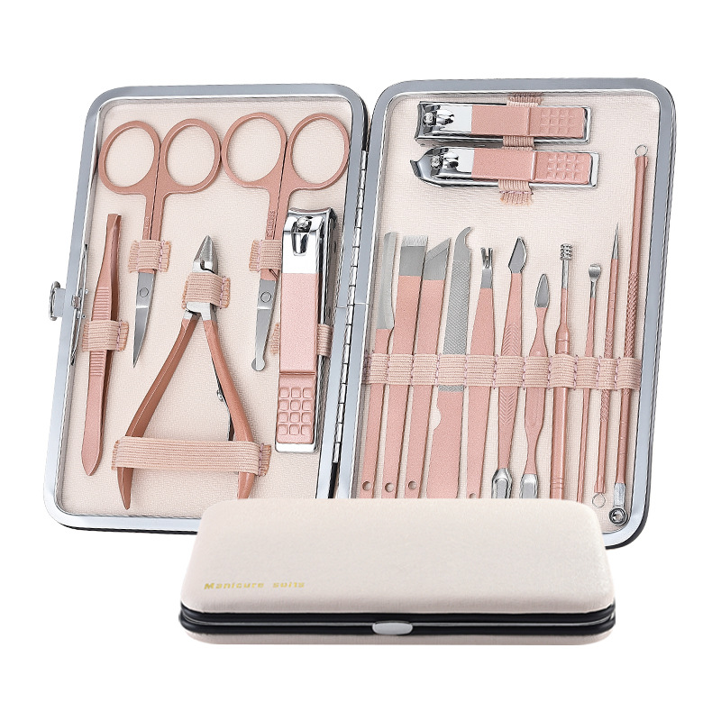 

Hottest Stainless Steel Nail Clippers Manicure Tool Pedicure Sets 18 Piece Trimmer Nipper Scraper Scissors With Newest Color