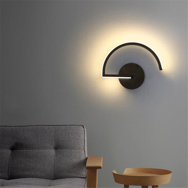 

Modern Black Aluminum Wall Lamp Minimalist Bar Cafe Bedroom Bedside Aisle Home Decoration Lighting Creative Lampara Decor Lights