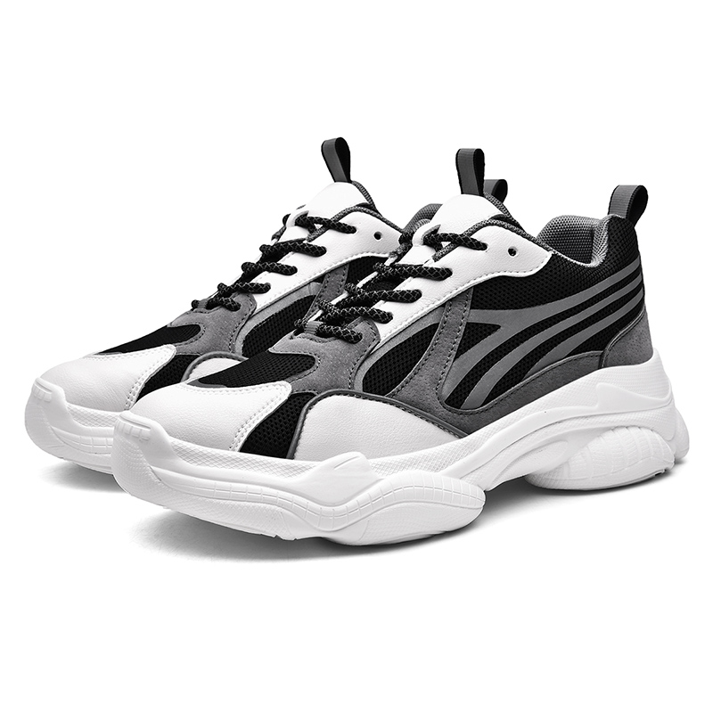 

Fashion Leather women mens running shoes 3M Reflective Black White Grey sports trainers designer sneakers Homemade brand Made in China, A1