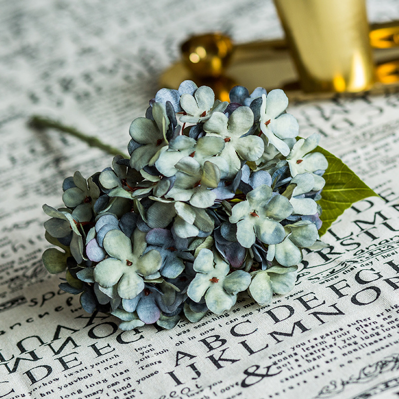 

Artificial Flowers Branch Wedding Party Hydrangea Bouquet Single Silk Cloth Artificial Faux Floral Flowers Plants Dried, Blue