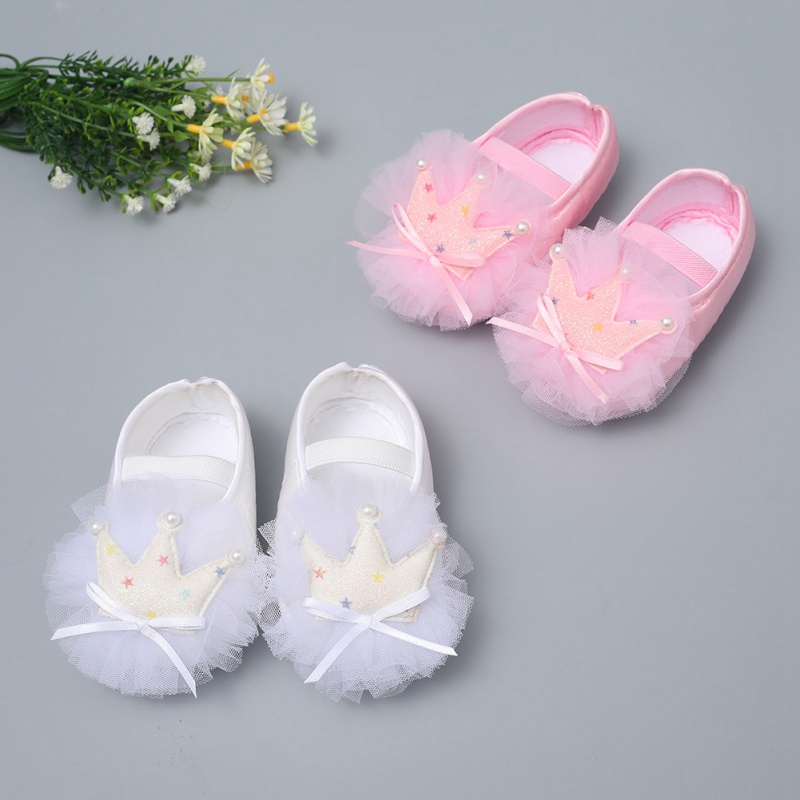 

Baby Girl Crown Mesh Princess Shoes Anti-slip Soft Sole Crib Breathable Shoes Infant Toddler Newborn First Walker New