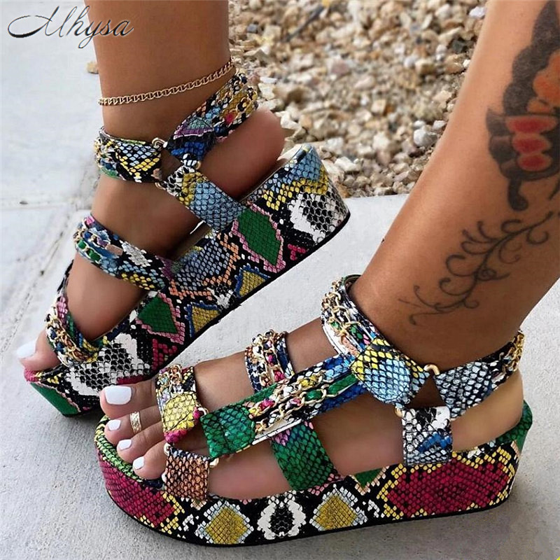 

2020 Big Size 35-43 New Ladies Platform Colorful Wedges Gladiator Women Sandals Shoes Woman Party Summer Sandals Women, Black