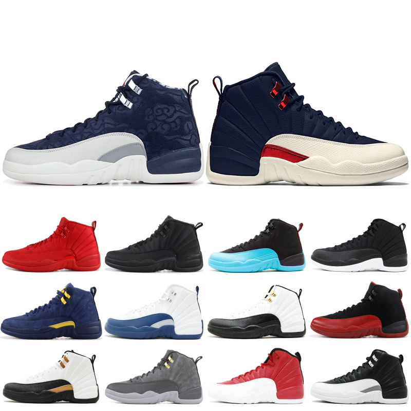 

Top 12 XII Men Basketball Shoes New Wntr PRM OVO The Master Bordeaux Flu Game Taxi 12s Men stylist Sneakers Leather Shoes 7-13, No.14-old gym red