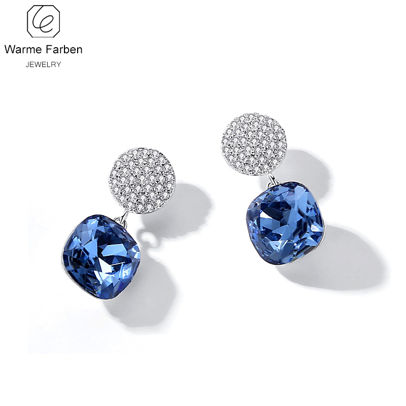 

Warme Farben Crystal from Earrings Women 2020 New Shine Inlaid Zircon Crystal Square Drop Earring Fine Jewelry Earring