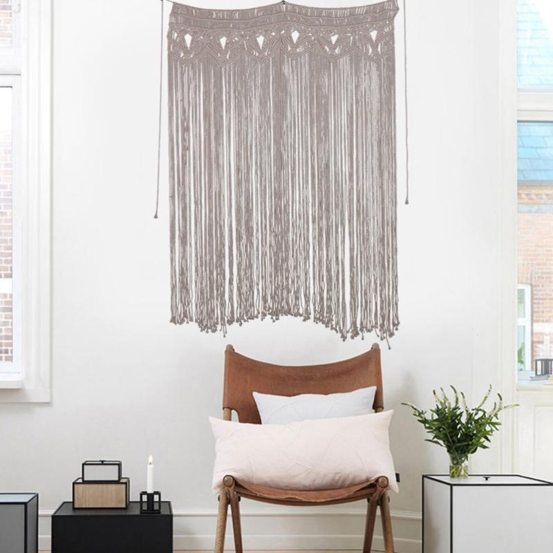 

130x180cm Handmade Tassel Wall Hanging Tapestry Ornament Craft Indoor Home Hanging Decor (Beige