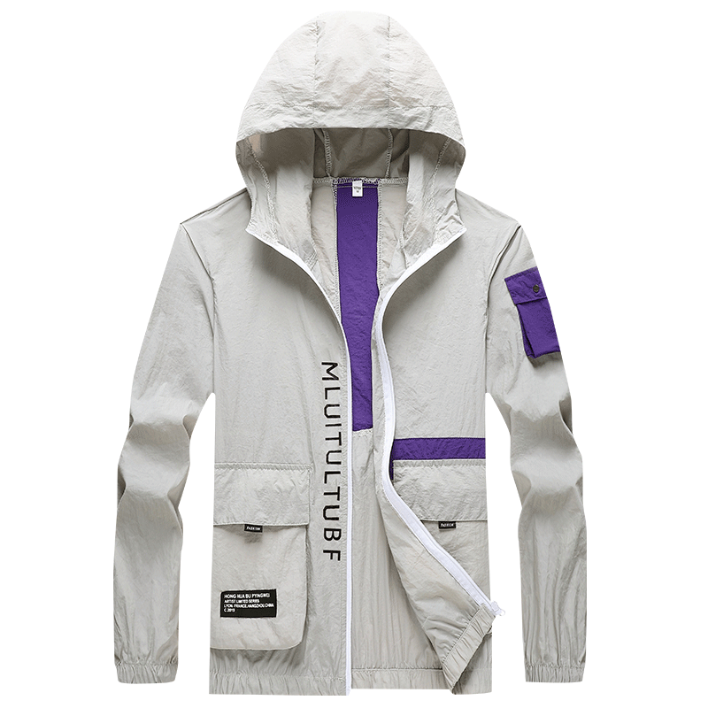 

Summer 2020 new men's overalls, south Korean version of the trend jacket, men's hooded light, thin breathable sunscreen clothing, Sky blue