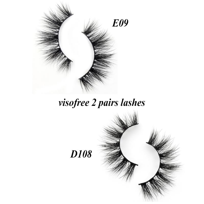 

2 Pairs Visfofree Mink Eyelashes Natural False Eyelashes Fake Lashes Long Makeup 3D Mink Lashes Extension Eyelash Beauty