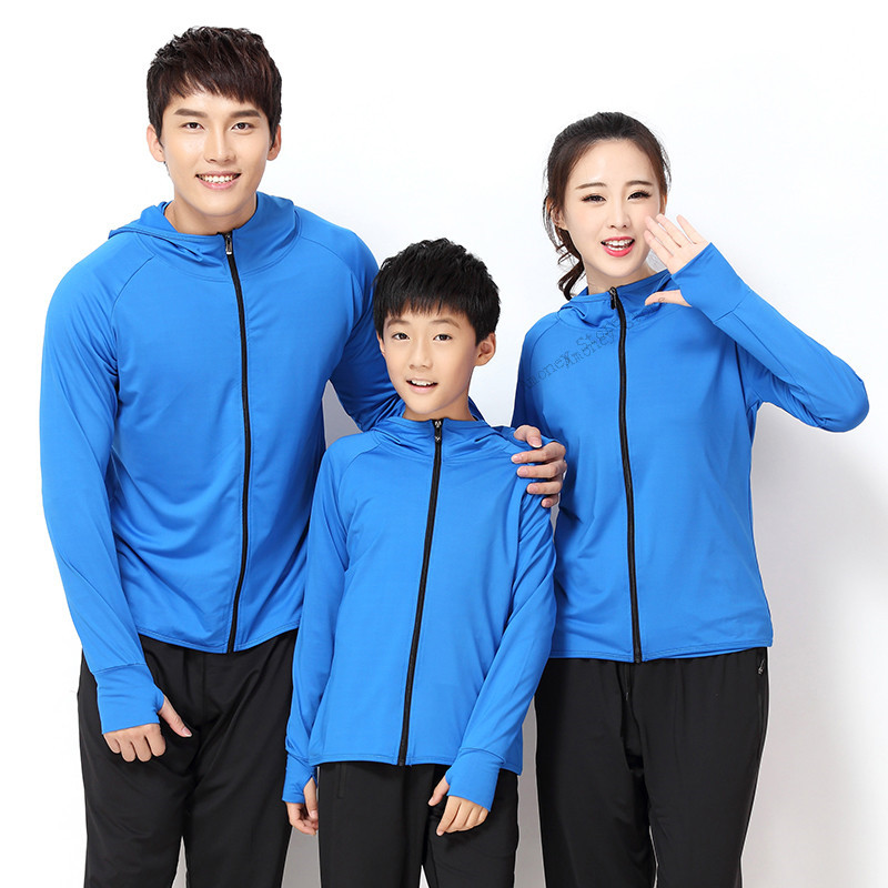 

Adsmoney family men winter running jacket with pants Women Sport Suits Tracksuit Long Sleeve Hoodies Sweatshirts for child, Children blue