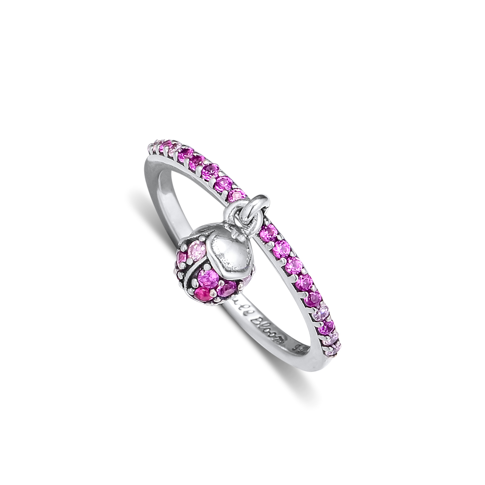 

2019 Summer 925 Sterling Silver flower peach flower bud Rings Original Fashion Engagement wedding Pandora Rings DIY Charms Jewelry For women