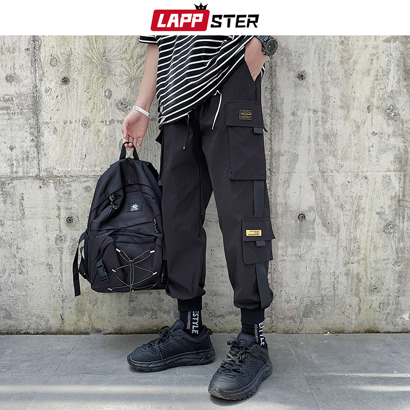 

LAPPSTER Men Japanese Streetwear Joggers Pants 2020 Mens Korean Fashions Cargo Pants Black Pockets Baggy Hip Hop Sweatpants 5XL