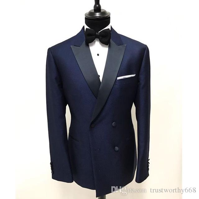 

Popular Double-Breasted Groomsmen Peak Lapel Groom Tuxedos Men Suits Wedding/Prom Best Man Blazer ( Jacket+Pantst+Tie) 709, Same as image