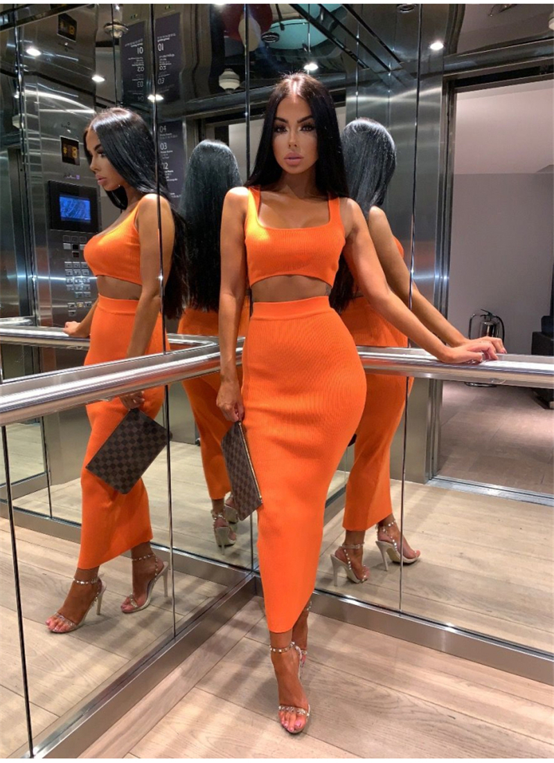 orange 2 piece outfit