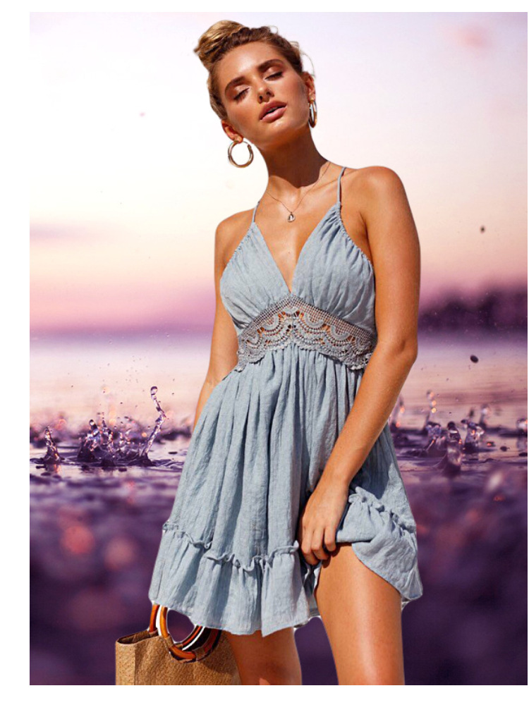 sexy spaghetti strap embroided backless cocktail bodycon dress